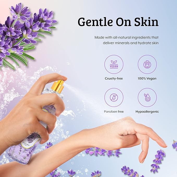 Home Spa Gift 10oz Deep Moisturizing Fragrance Body Lotion & 8 oz. Fine Fragrance Body Mist Set Luxury Self-Care Combo for Women and Girls (Lavender) Mother’s Day Gift for Mom