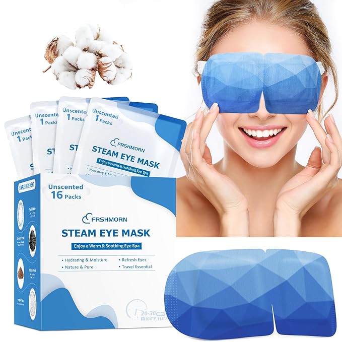 16 Packs Steam Eye Mask, Heated Eye Mask for Sleeping, Warm Compress for Eyes, Self Heating Disposal Eye Mask Comfortable Sleep Mask for Home, Office, Spa, Travel Essentials