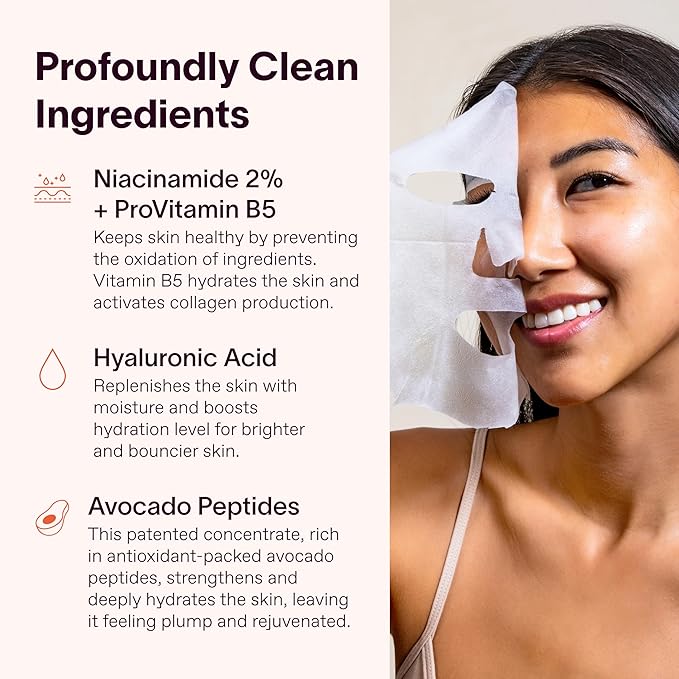 Solawave Hydrating Sheet Mask, Anti Aging Face Mask with Niacinamide, Hydrating Face Mask with Hyaluronic Acid, Moisturizing Face Masks (10 Pack)