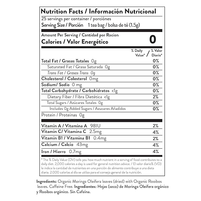 Miracle Tree - 3 Count of Organic Moringa Superfood Tea, 25 Individually Sealed Tea Bags, Rooibos (Keto, Detox, Energy/Immunity Booster, Vegan, Gluten-Free, Organic, Non-GMO, Caffeine-Free)