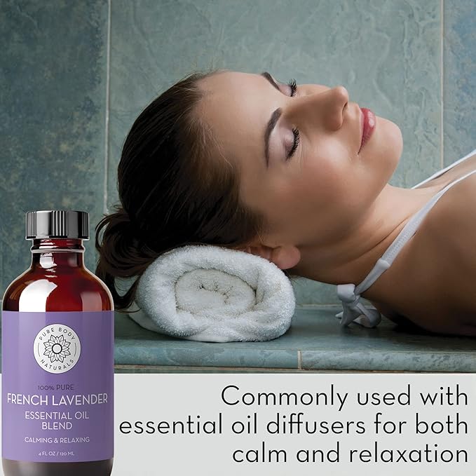 Pure Body Naturals French Lavender Essential Oil Blend, 4 fl oz - for Aromatherapy, Soap Making, and DIY Skin and Hair Products