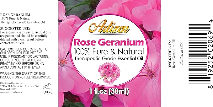 Artizen 30ml Oils - Rose Geranium Essential Oil - 1 Fluid Ounce