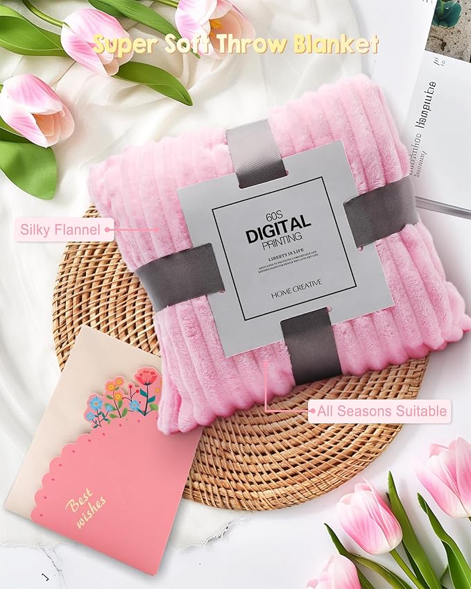 Gift Basket for Mom Birthday With Blanket, Gifts for Mom From Daughter Unique Birthday Gifts Self Care Package SPA Set, Best Gifts for Mom Birthday Relaxation Kit for Mom Thank You Gifts