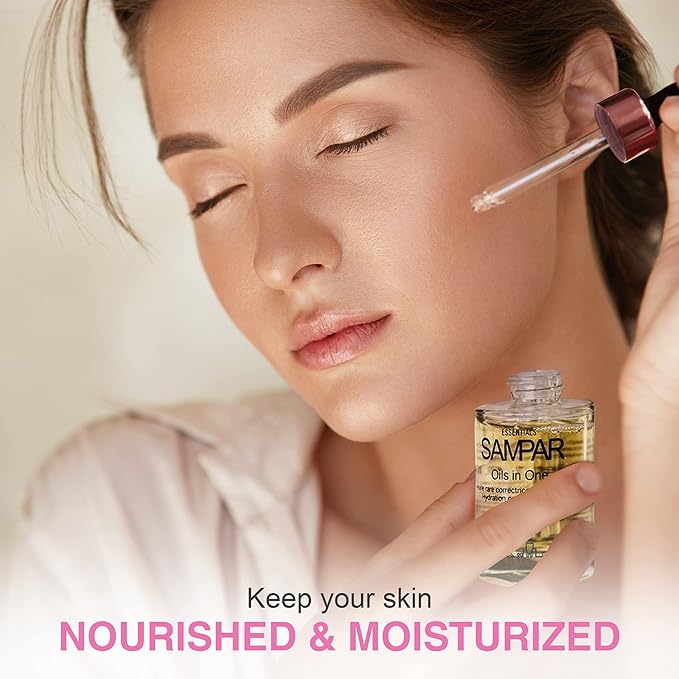 Oils In One Hydration Corrector with Hyaluronic Acid, Raspberry & Borage Oil - Prevents Dehydration, Enhances Skin & Wrinkle Care - All Skin Types - Cruelty-Free, Made in Paris (1 oz)