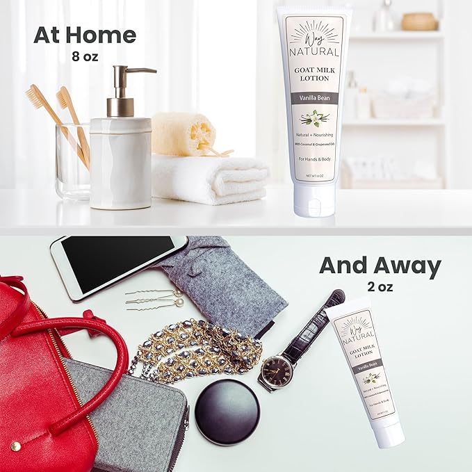 Goat Milk Lotion, Vanilla Bean (8oz) - Natural Hand & Body Lotion - Dry Skin Relief, USA Made - Goat Milk Hand Cream for Women & Men - w/Shea Butter & Aloe