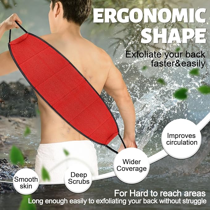 Evridwear Exfoliating Body Scrubber with Handles Back Washer Back Scrubber for Shower Bath Dry Skin Whole Body Deep Clean Men Women(Moderate)