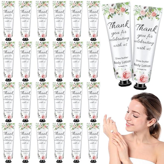24 Pcs Bridal Shower Wedding Gifts Bulk Body Lotion Body Care Cream Moisturizing Small Travel Lotion for Women Dry Skin Natural Fragrance for Bridesmaid Guest Gift