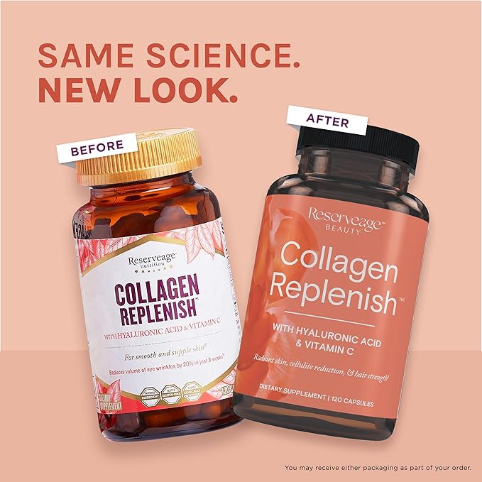 Reserveage Beauty, Collagen Replenish, Collagen Booster, Collagen Supplement for Skin Care and Hair Growth, Supports Natural Elastin Production, 120 (30 Servings)