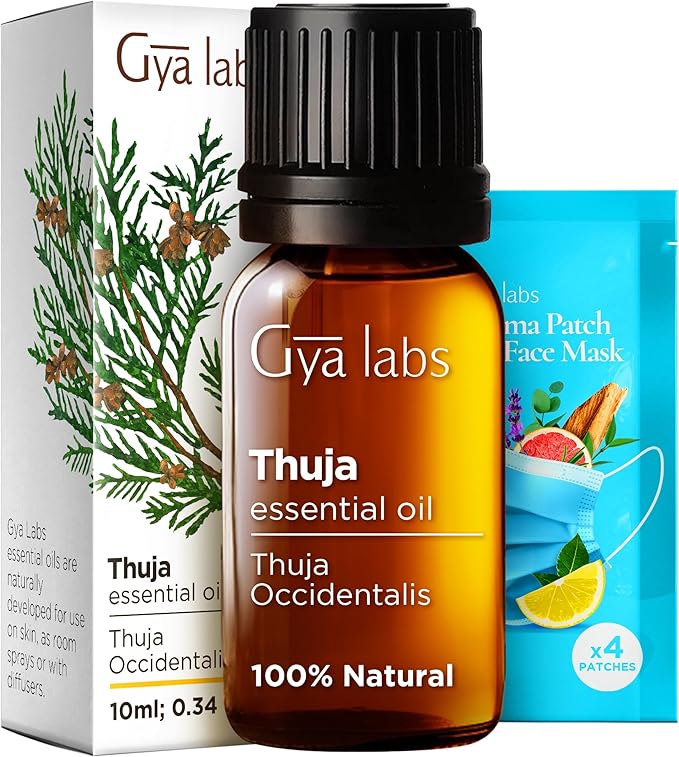 Gya Labs Thuja Essential Oil for Skin - 0.34 Fl Oz - 100% Pure Natural Thuja Oil for Diffuser, Hair, Aromatherapy & Candle Making - Woody Camphorous & Cleansing Scent
