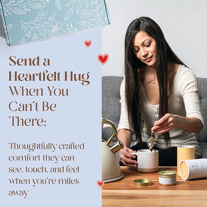 Unboxme Comforting Care Package for Women - Organic Self-Care Get Well Soon Gift Basket with Fluffy Socks, Lemon Ginger Tea Set, Sea Salt, Scented Candle - Ideal Post-Surgery & Feel Better Basket