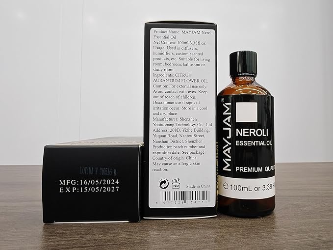 Neroli Essential Oil, MAYJAM Pure Essential Oils for Diffusers, 3.38FL.OZ/100ML Large Volume Neroli Oil with Premium Glass Dropper