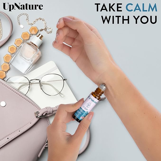 UpNature Calm Essential Oil Roll On - 100% Natural Stress Relief Aromatherapy - Relaxation Self Care Gifts for Women & Men