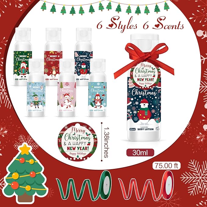 36 Set Christmas Hand Cream Gift Moisturizing Hand Lotion for Women Travel Size Lotion for Christmas Party Favors with Card for Xmas Mother Teacher Stocking Stuffer