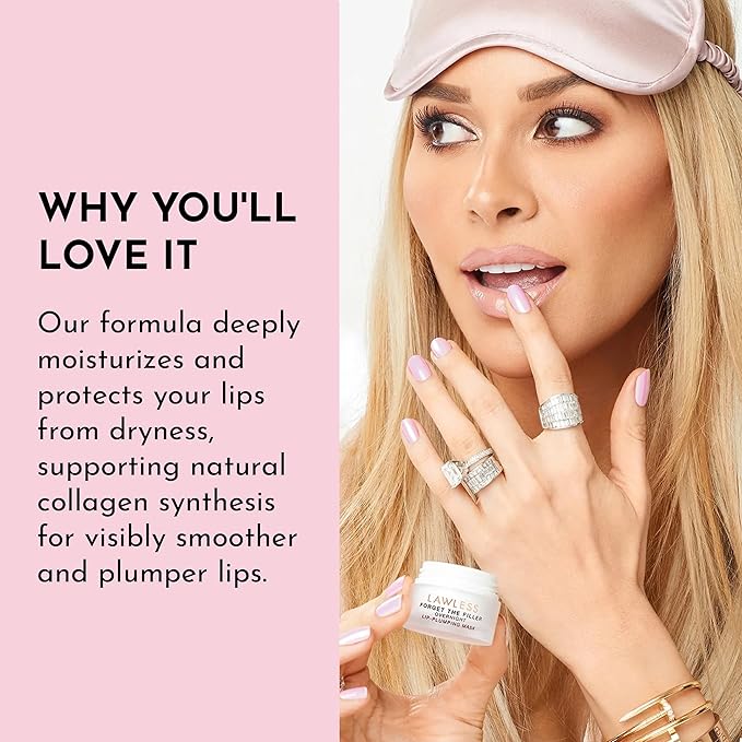 Forget the Filler Lip Mask - Sweet Dreams - Premium Overnight Lip Plumping Treatment with Natural Ingredients Designed to Plump, Hydrate, and Smooth Lips - 0.28 oz