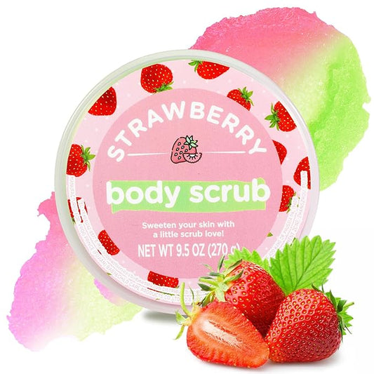 Strawberry Sugar Scrub, Strawberry Body Scrub, Exfoliating Body Scrub for Smooth and Moisturized Skin, Natural Gifts for Women, 9.52oz