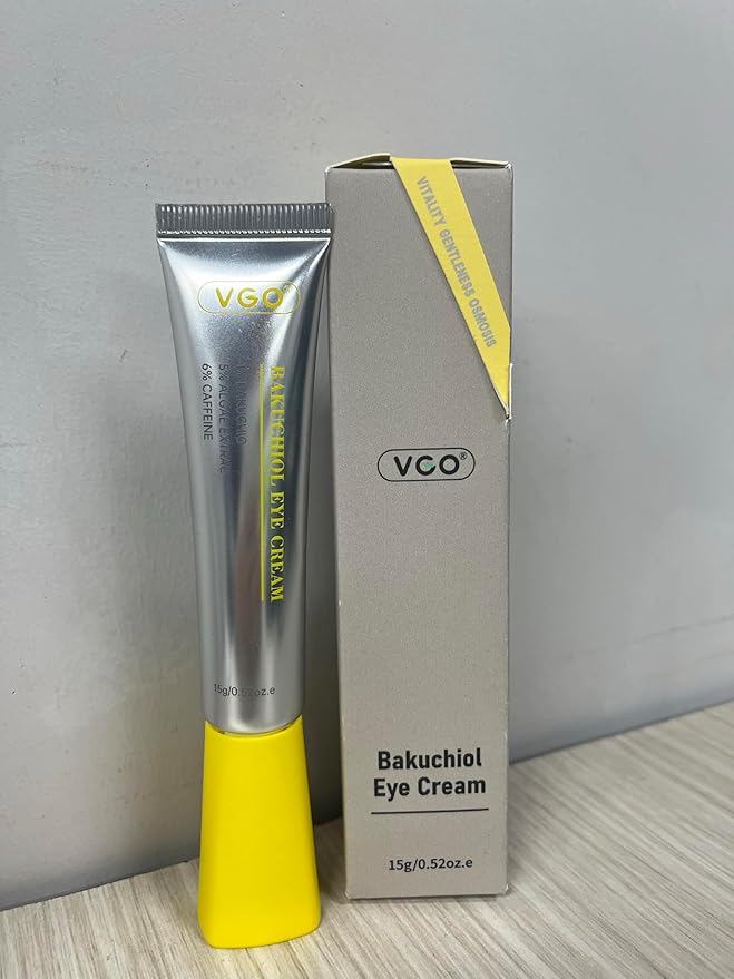VGO Retinol Eye Cream, Anti-Aging Eye Cream for Dark Circles & Puffiness with 1% Retinol, 1% Bakuchiol & 6% Caffeine to Reduce Wrinkles, Fine Lines, De-puff and Eye Bags, 0.52 oz/15g, Made in USA