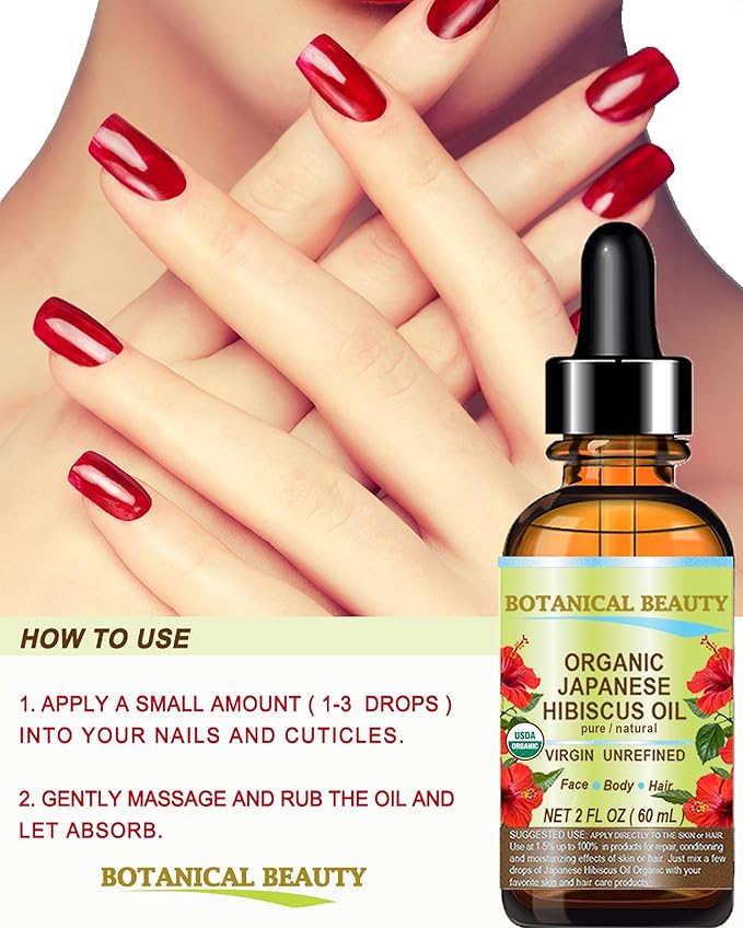 Botanical Beauty Organic HIBISCUS OIL (Hibiscus Sabdariffa) JAPANESE 100 Pure Natural VIRGIN UNREFINED COLD PRESSED Anti Aging, Vitamin E oil for FACE, SKIN, HAIR GROWTH 0.5 Fl.oz.- 15 ml