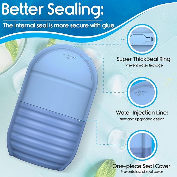 1Pcs Ice Roller for Face, Ice Face Roller, Reusable Silicone Ice Mold for Face, Facial Beauty Ice Roller Skin Care Tools for Shrink Pores Anti Wrinkle Reduce Puffiness (Black)