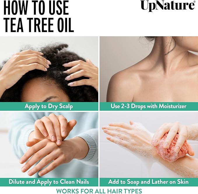 UpNature Tea Tree Oil - 100% Natural Tea Tree Essential Oil for Skin, Hair & Nails, 2oz
