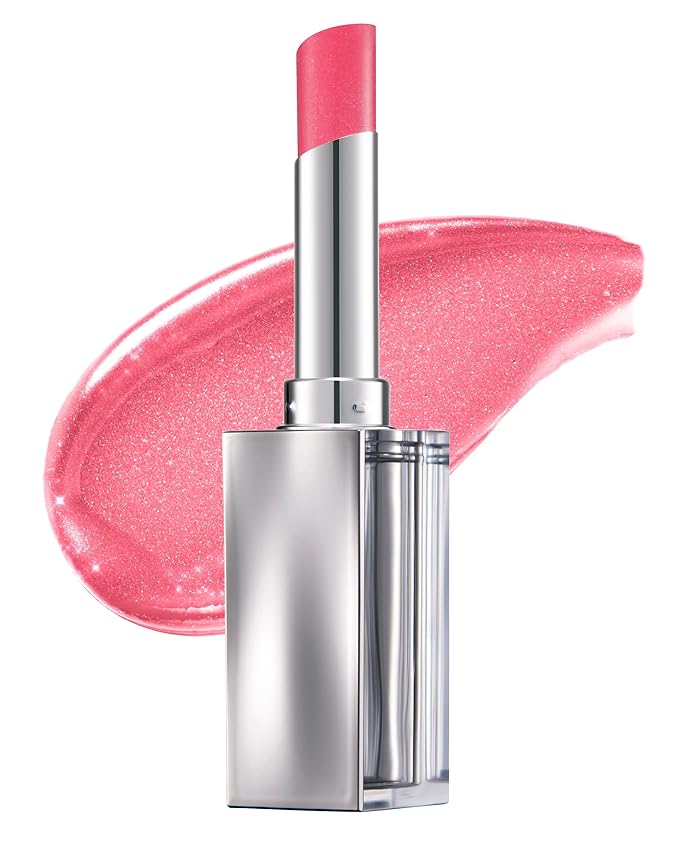 Glint Glow Lip Balm (Snowy Tulip, 0.1oz) - Moisturizing Stain Lipstick with Shine for Natural Lips, Tinted Treatment. Luxurious Korean Skin Care Makeup. Chapped, Dry, Cracked