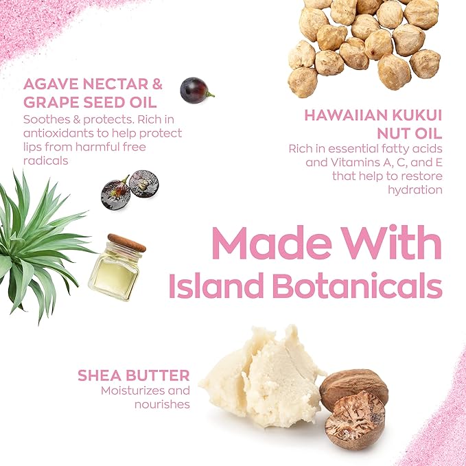 Hanalei Lip Treatment Bundle (Rose and Mauve Pink) | Made with Kukui Oil, Shea Butter, Agave, and Grapeseed Oil, Soothe Dry Lips (Cruelty free, Paraben free)