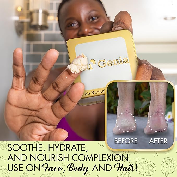 Eu'Genia Extra Strength Shea Butter Gift Set – Tins with Bag Gift Note & Tissue Paper – Intensive Moisturizing & Nourishing Shea Butter (2 Pack, Unscented)