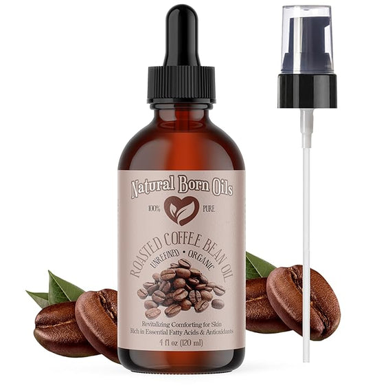 Natural Born Oils Roasted Coffee Bean Oil, 4oz, Organic, Cold-Pressed, High in Antioxidants, Perfect for Skin Nourishment, Hair Vitality