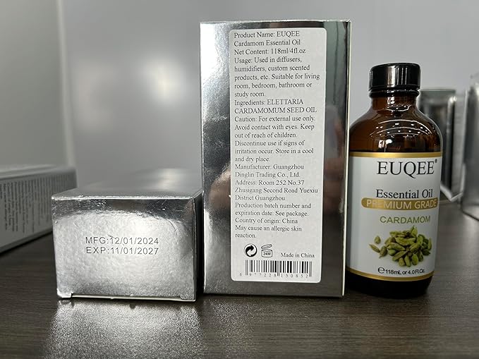 Cardamon Essential Oil 118 ml Large Bottle Premium Cardamon Oil with Glass Dropper, Great for Diffusers, Candle & Soap Making-4oz