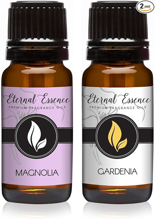 Eternal Essence Oils 2 Pack 10ml Premium Fragrance Oil - Magnolia & Gardenia - for Candle, Soap Making, Aromatherapy, Diffusers, Home Care, & Humidifiers