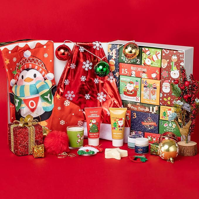 Christmas Gift Set, Bath and Body Gifts Sets for Women, Christmas Spa Gift Baskets for Women, Skincare Beauty Advent Calendar