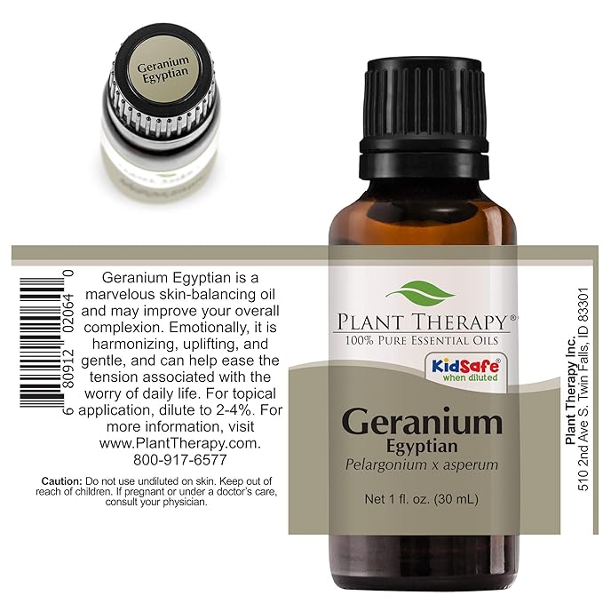 Plant Therapy Egyptian Geranium Essential Oil 100% Pure, Undiluted, Natural Aromatherapy, Therapeutic Grade 30 mL (1 oz)