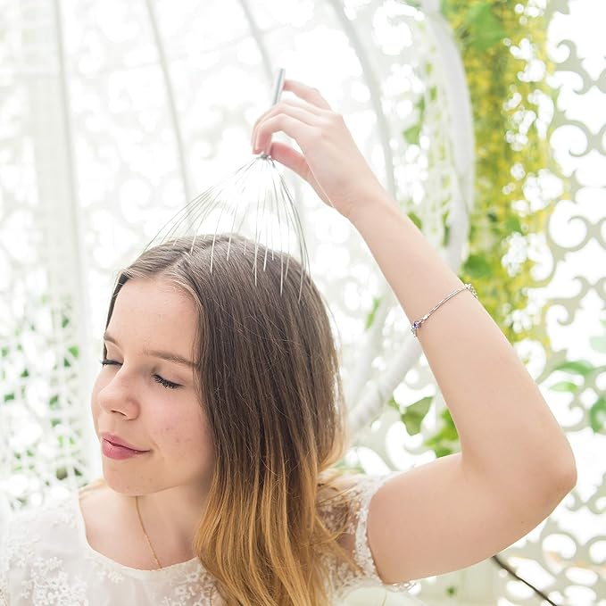 USAGA 36 Fingers Head Massager Scalp Massager Head Scratcher for Scalp Body Relaxing (Silver)