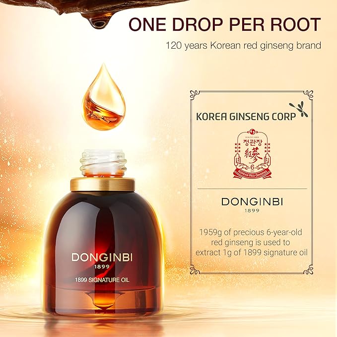 Donginbi 1899 Signature Oil - Mother's Day Gifts, Face Oil for Women with Red Ginseng Extraction Technology, Jojoba Seed Oil & Sweet Almond Oil, Korean Skin Care, 0.88 floz / 25ml