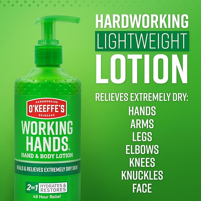 O'Keeffe's Hand and Body Lotion - 12 oz Pump (1 Pack) - Healing Lotion, Relieves Extremely Dry Skin
