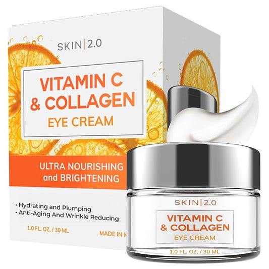 Vitamin C & Collagen Eye Cream – Dermatologist-Tested, Anti-Aging, Korean Skin Care, Brightens Dark Circles & Firms Skin – Hydrating & Nourishing Formula - 95% Natural, Vegan– 1.69 FL. Oz