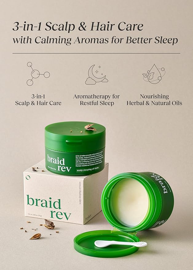 Braid Rev Scalp Cleansing Toner & Sleeping Oil Balm Set, Scalp Treatment for Itchy Hair, Nourishing for Dry Scalp, Moisturizing Braid, Detoxify