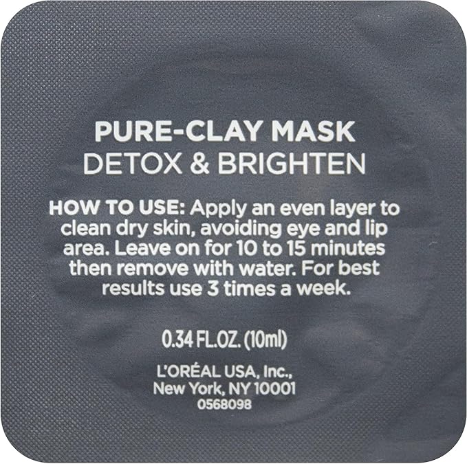 L'Oréal Paris Skincare Pure-Clay Face Mask Trial Size Set, Includes 3 Different Face Masks Made With Charcoal, Red Algae and Eucalyptus, Set