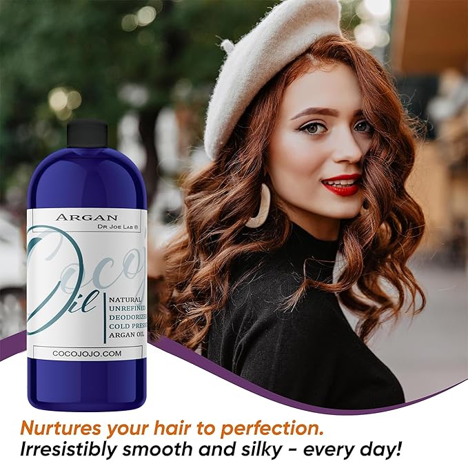 cocojojo Argan Oil Deodorized for Hair Treatment Oils, Pure Argan Oil for Face, Unrefined Unscented Cold Pressed Extra Virgin - 32 Oz - Packaging May Vary