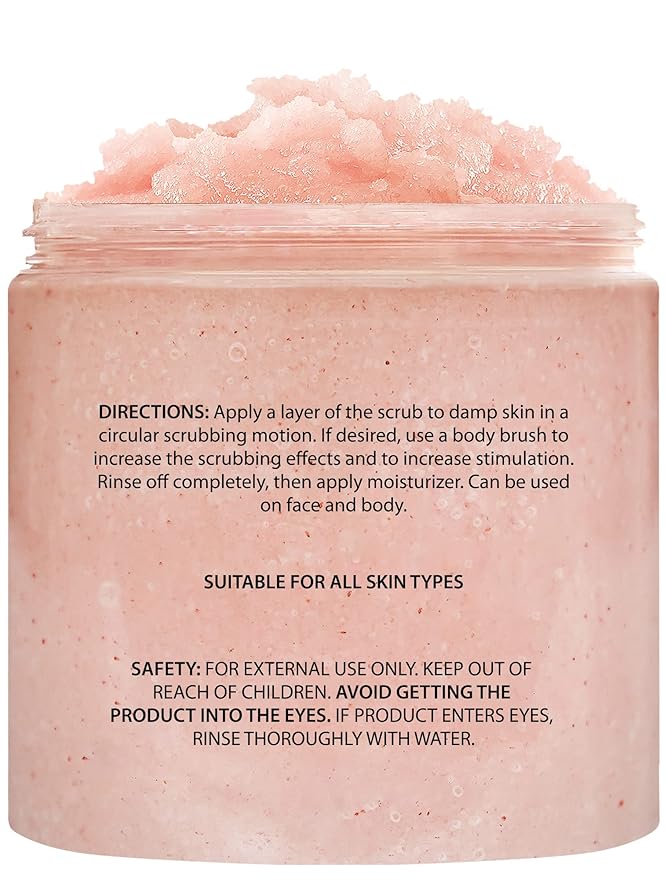 Brooklyn Botany Himalayan Salt Body Scrub - Moisturizing and Exfoliating Body, Face, Hand, Foot Scrub - Fights Stretch Marks, Fine Lines, Wrinkles - Great Gifts for Women & Men - 10 oz