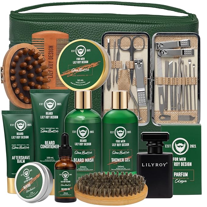 Father's Day Bath & Beard Gift Set for Men - 13-Piece Luxury Grooming Kit with Beard Wash | Perfect Christmas, Birthday, Valentine's Day Gifts for Him/Dad, Self Care Ideal All Occasion Holiday Present
