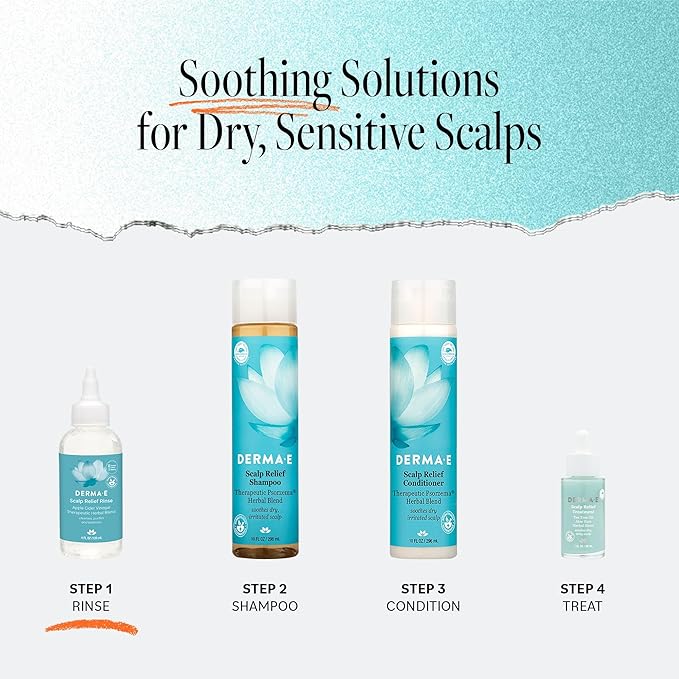 DERMA-E Scalp Exfoliating Rinse, Clarifying Rescue for Scalp Relief, Color-Safe pH Balance and Dandruff, 4 fl oz