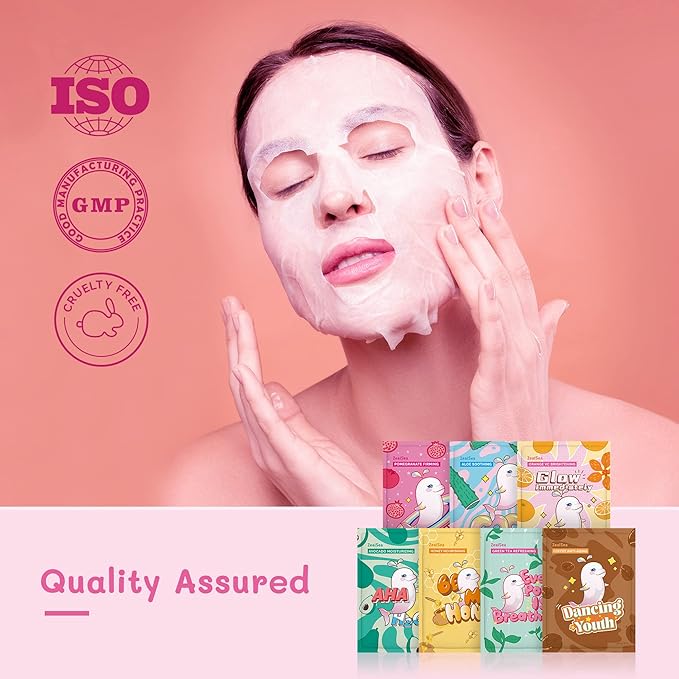 ZealSea Face Masks Skincare, Facial Masks for Women Skin Care, Sheet Masks Beauty with Natural Ingredients, Birthday Party Spa Gift for Kids Teens Girls, Hydrate and Soothe for All Skin Types 14 Pack