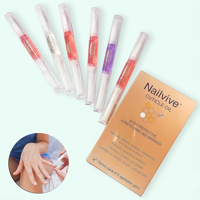 Nailvive Six Pens Cuticle oil Revitalizing Oils unique natural complex of rich oils to provide moisture, protect nourish dry brittle cracked cuticles, nails, and skin (CUTICLE OIL 6X PACK)