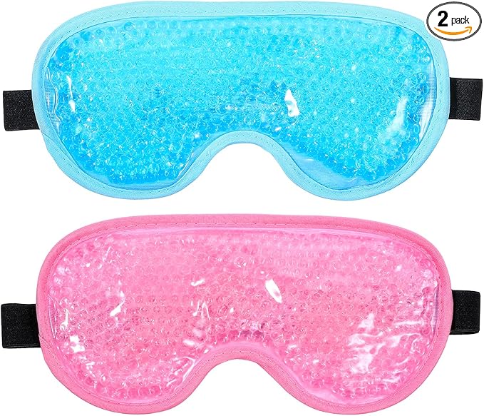 2 Pcs Gel Eye Mask Cooling Ice Eye Puffy Masks Reusable Hot Cold Compress Eyes Mask for Men Women Dry Itchy Eyes Bags Puffiness Dark Circles Headaches Sleeping Stress Relief Convenient Storage
