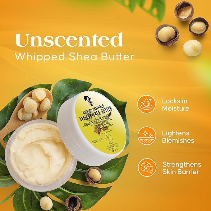 RA Cosmetics Pure Shea Butter, Unscented - 12oz | 100% Pure and Natural African Shea Butter for Men & Women - Handcrafted Moisturizer with Essential Vitamins for Radiant Skin, Thicker Hair & Soft Lips