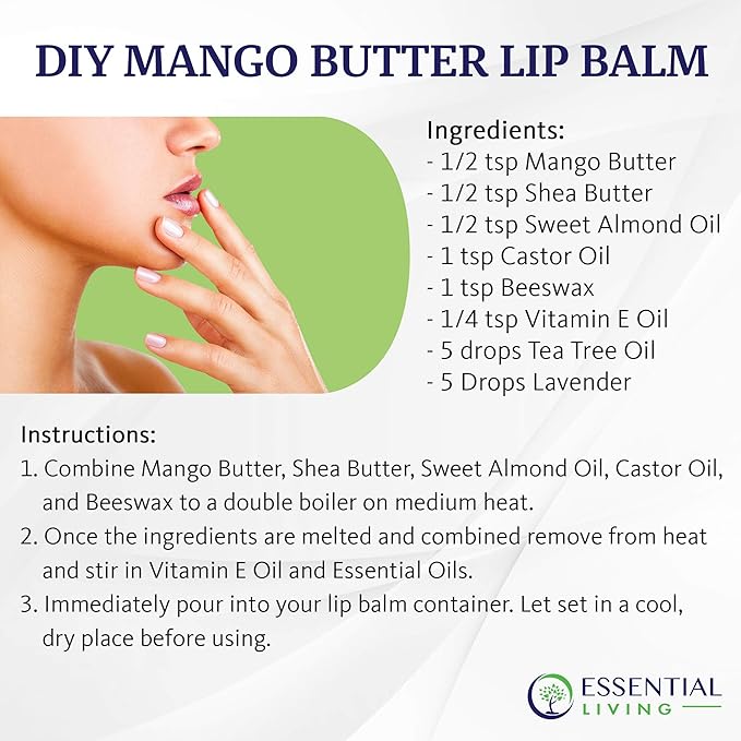 Essential Living: Unrefined Mango Butter - For Raw and Organic Lip Balms, Body Lotion, Body Butter, Body Scrub and Organic Soap Making - 16-oz. Jar - 100% Natural