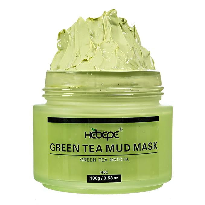 Green Tea Matcha Mud Mask with Aloe Vera, Deep Cleansing, Hydrating, and Relaxing Volcanic Clay Facial Mask