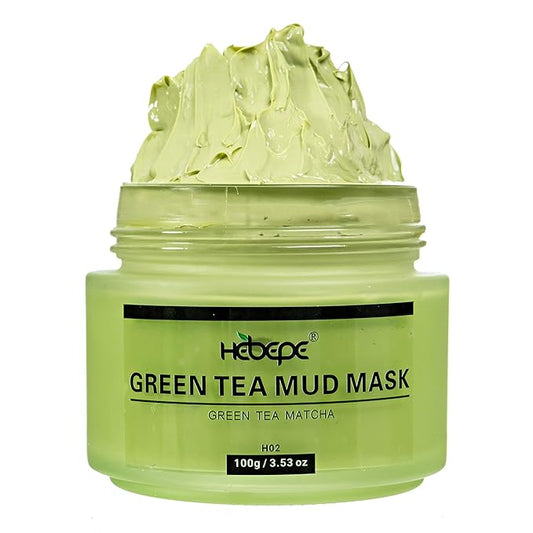 Green Tea Matcha Mud Mask with Aloe Vera, Deep Cleansing, Hydrating, and Relaxing Volcanic Clay Facial Mask