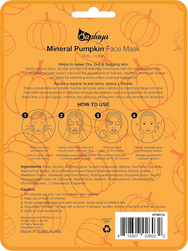 Face Masks 6 Pack Scented Facemask Sheets Skin Care Mask Single Scent K-Beauty Natural Formula