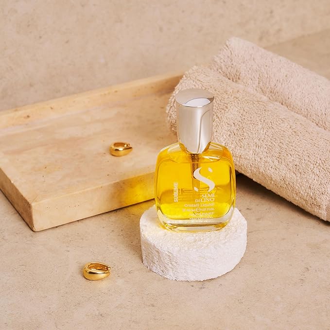 Alfaparf Milano Semi di Lino Sublime Cristalli Liquidi Hair Oil Serum with Thermal Protection - Anti Frizz Hair Serum & Smoothing Heat Protectant Spray with Vitamin E for Frizzy Hair (1.01 oz / 30 ml)